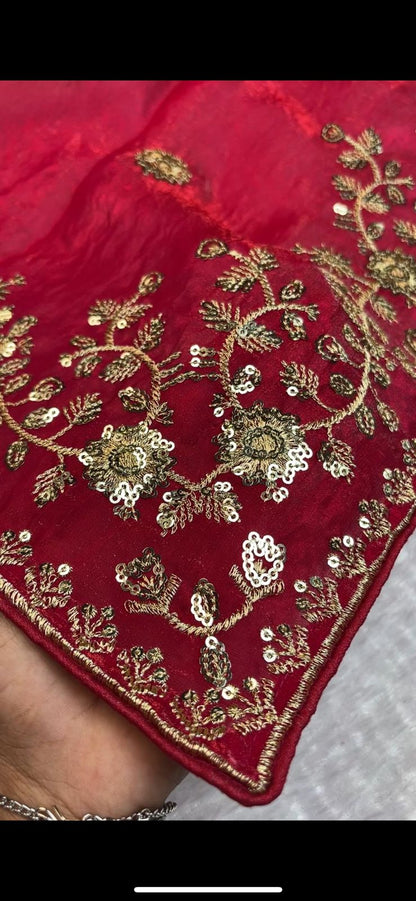 Rani Pink Color With Fandy Silk With Sequience Work Saree