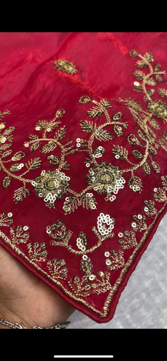 Rani Pink Color With Fandy Silk With Sequience Work Saree