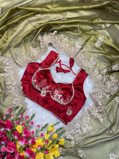 New Rich Look Tissue Organza With Embroidery Work Saree