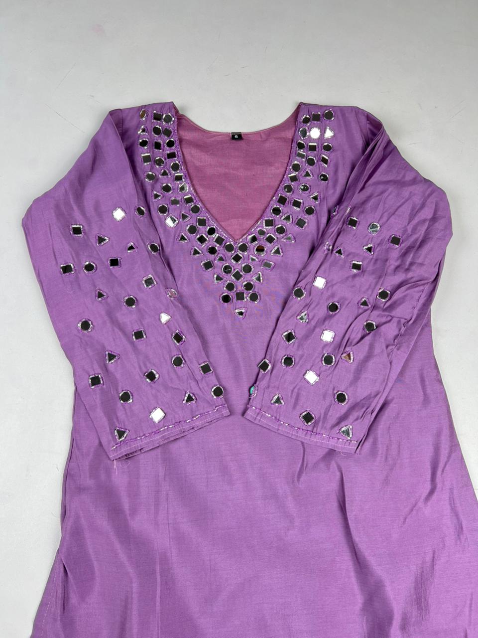 Pista Color Premium Roman Silk Real Mirror Work Top Pent