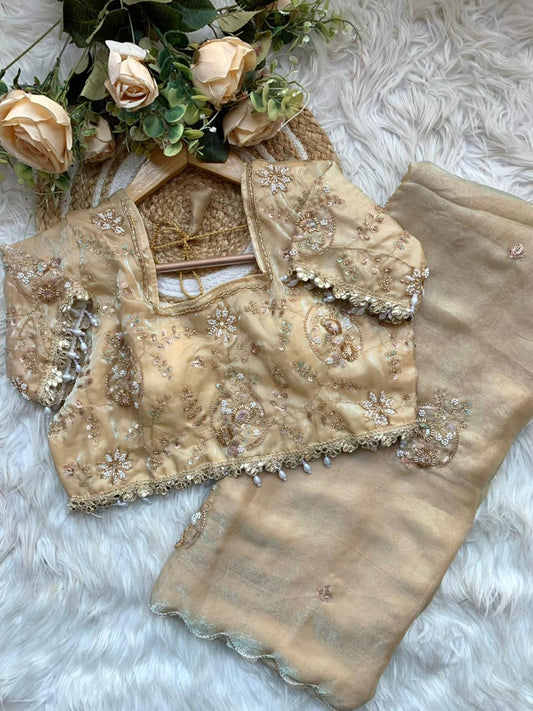 Space Silk With Embroidery Work Saree