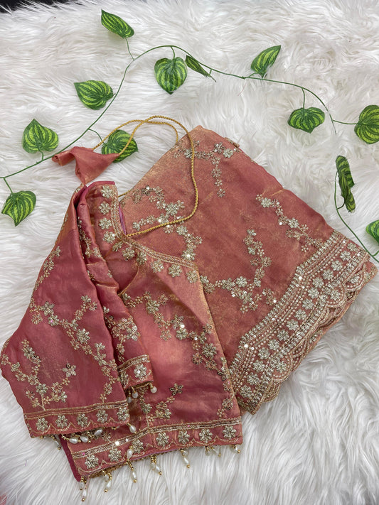 Beautifull Soft Elegent With Embroidery Work Saree