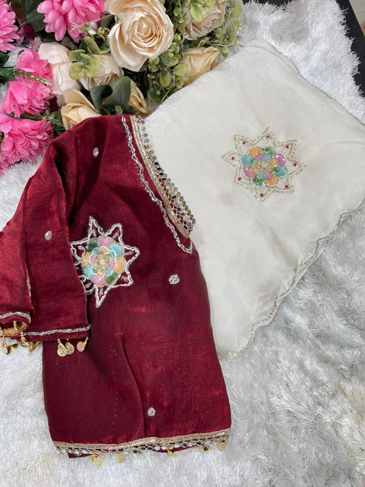 Pure Soft Space Silk With Hand Sequience Work Saree