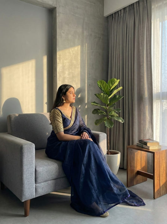 Very soft nd elegant Rich look&nbsp;Saree With Plain Work