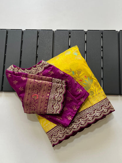 Beautifull Dolla Silk With Meenakari Zari Work Saree