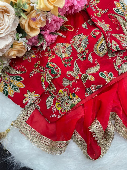 Pure Soft Satin Silk With Sequience Lace Border Work Saree