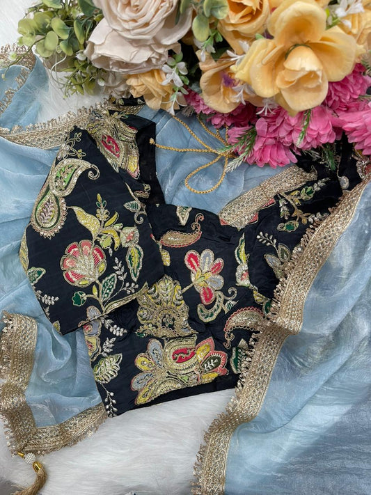 Pure Soft Satin Silk With Sequience Lace Border Work Saree