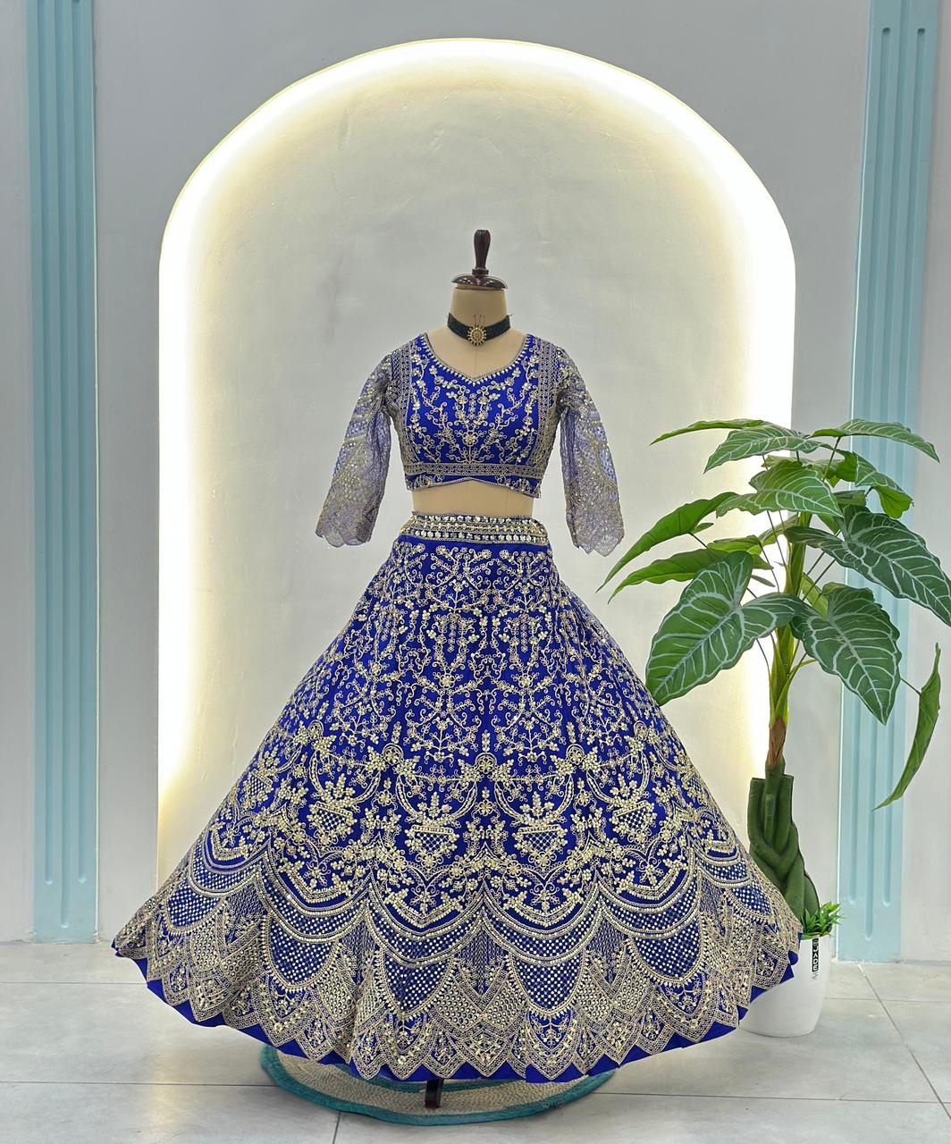 Wedding Special Butterfly Net With Codding Embroidery Work Lehenga