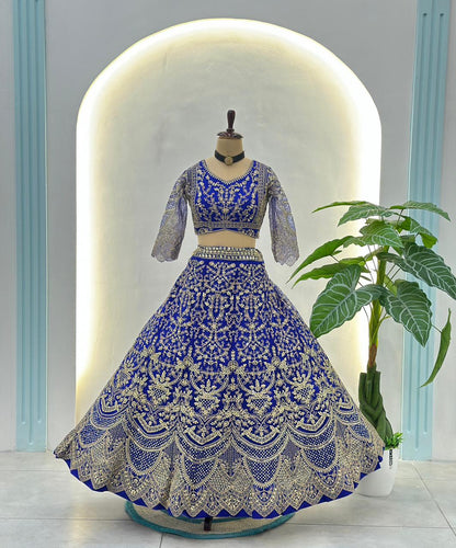 Wedding Special Butterfly Net With Codding Embroidery Work Lehenga