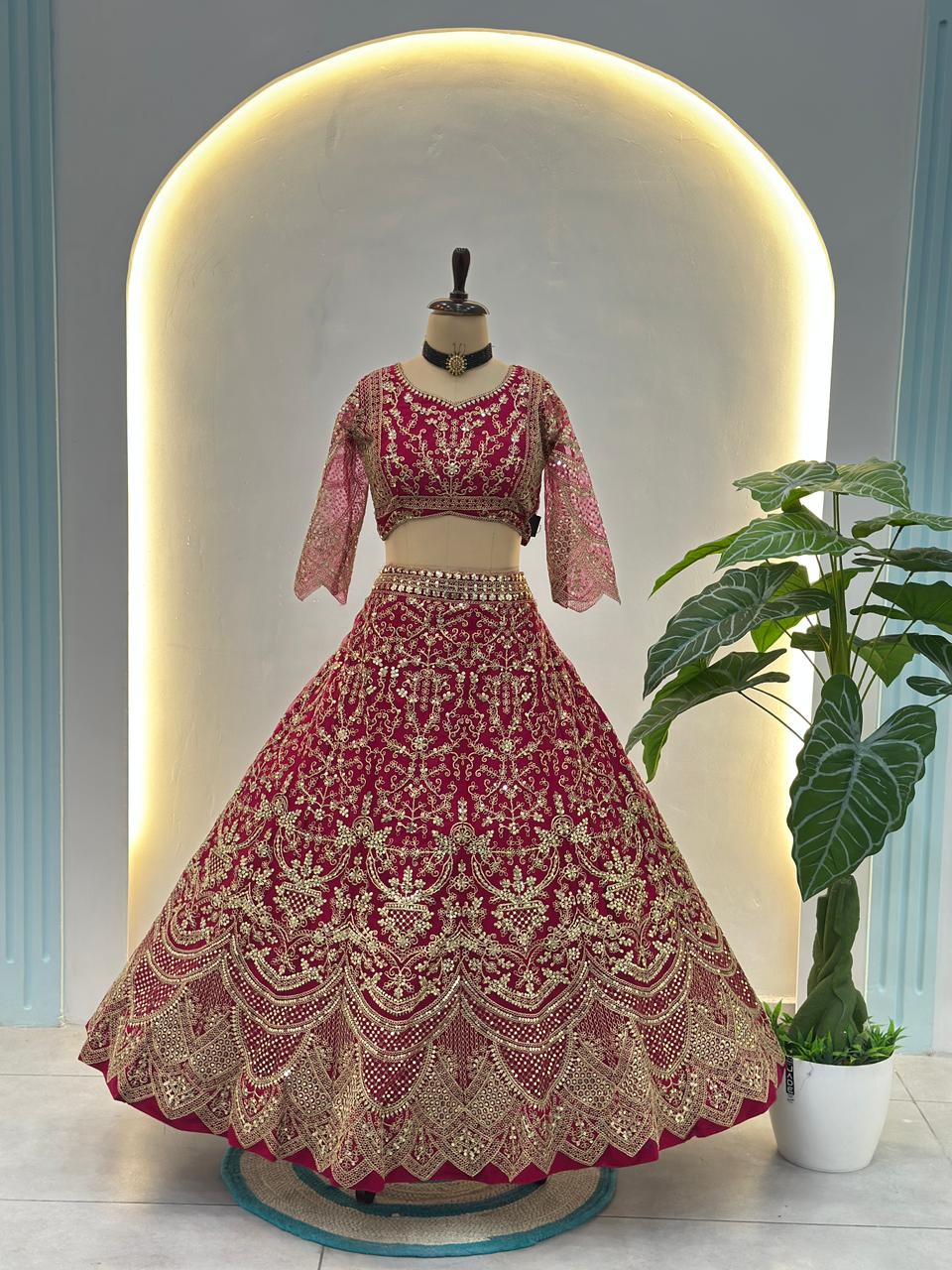 Wedding Special Butterfly Net With Codding Embroidery Work Lehenga