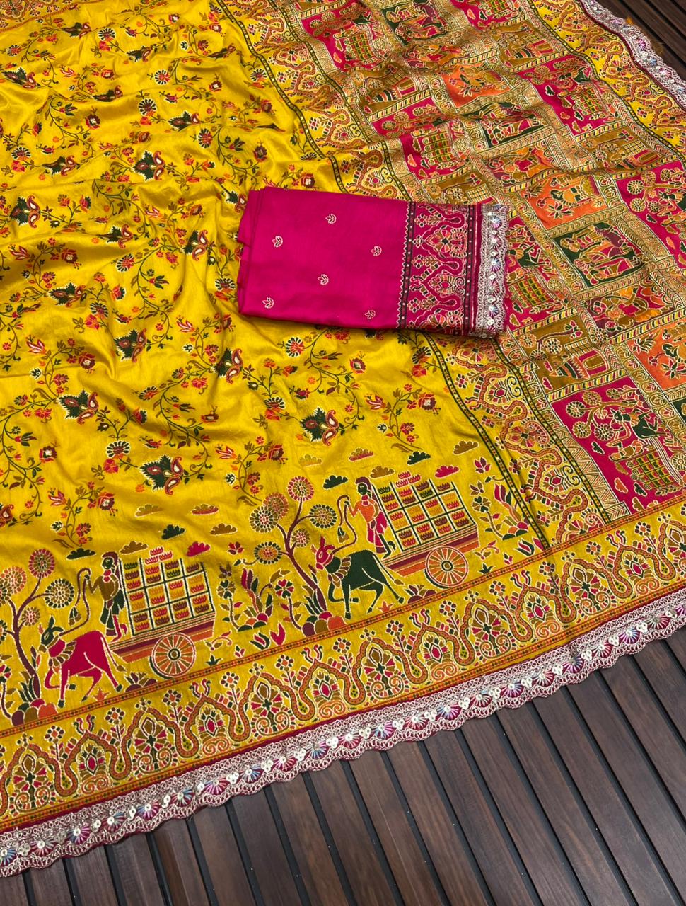 Beautifull Rajwadi Silk With Kashmiri Tread Work Saree