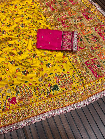 Beautifull Rajwadi Silk With Kashmiri Tread Work Saree