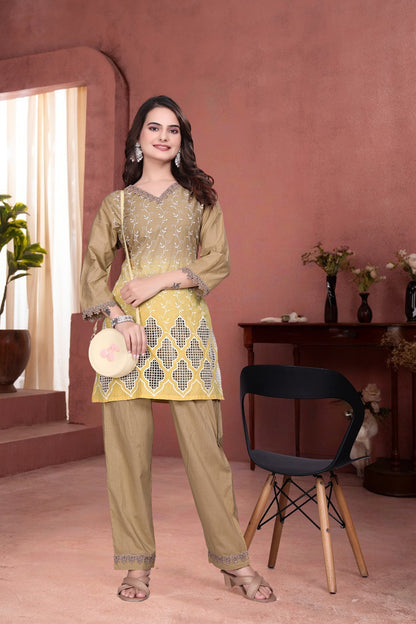 Beautifull Pure Shiffli Cotton With shiffli Work CO-ordset