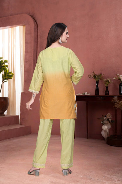 Beautifull Pure Shiffli Cotton With shiffli Work CO-ordset