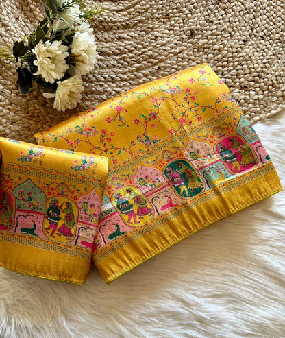 Beautifull Jari Weaving With Digital Print Work Saree