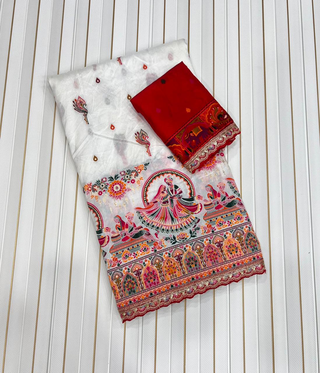 Beautifull Weadding Special Rajwadi Silk With Thread Woven Work Saree