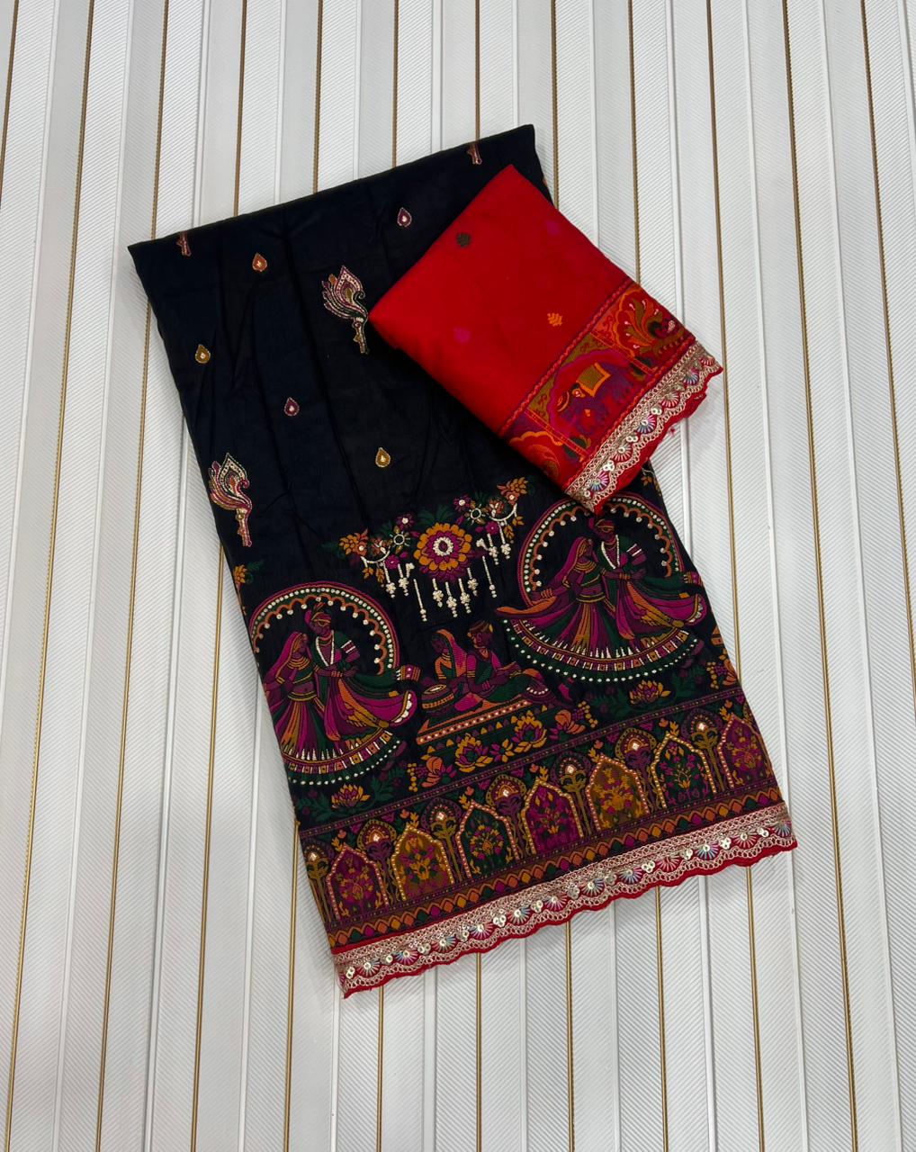 Beautifull Weadding Special Rajwadi Silk With Thread Woven Work Saree
