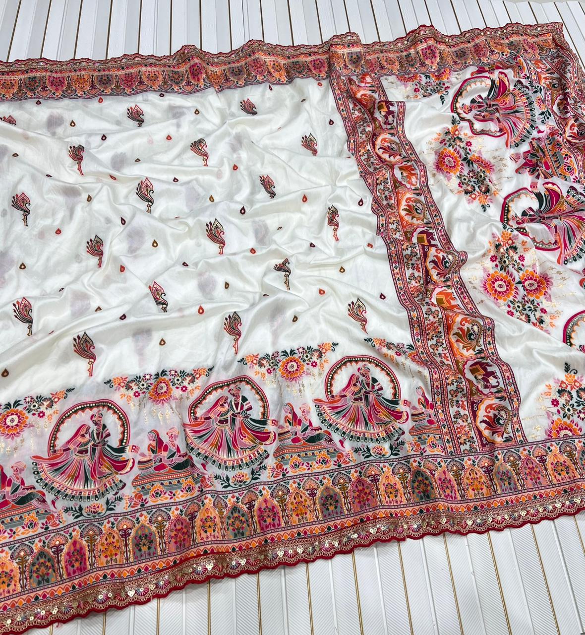 Beautifull Weadding Special Rajwadi Silk With Thread Woven Work Saree