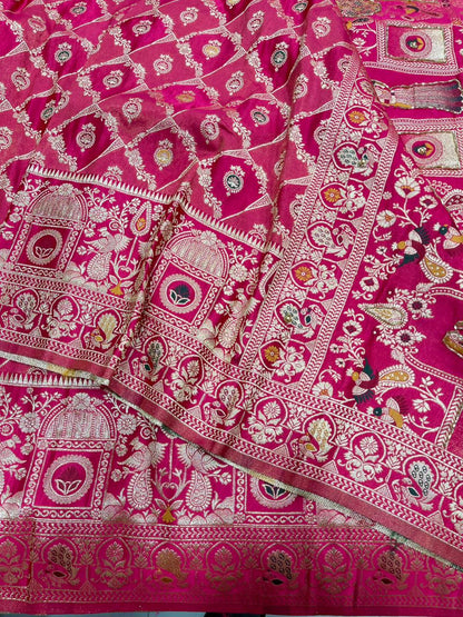 Beautifull Soft HO Silk With Weaving Jacquard  Work Saree