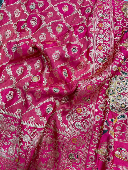 Beautifull Soft HO Silk With Weaving Jacquard  Work Saree
