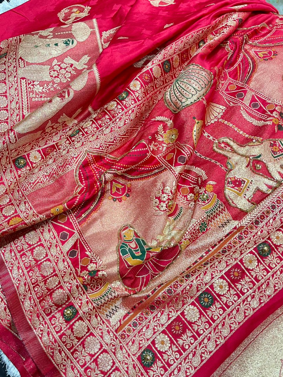 Beautifull Soft HO Silk With Weaving Jacquard  Work Saree