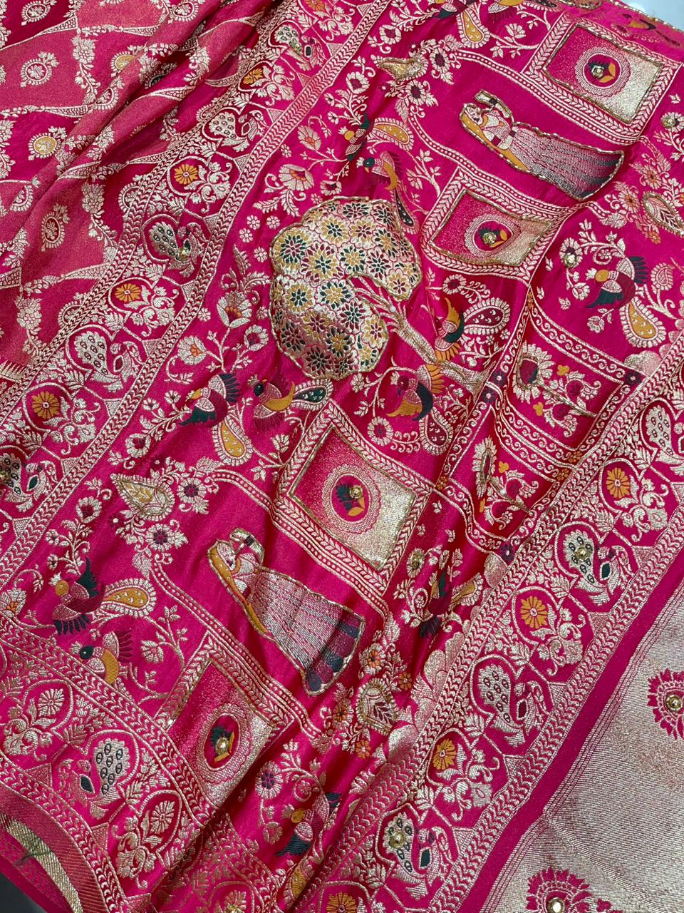 Beautifull Soft HO Silk With Weaving Jacquard  Work Saree