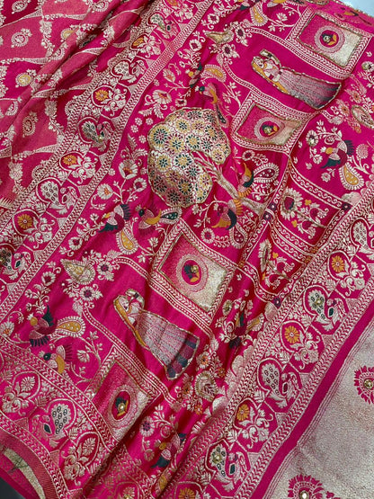 Beautifull Soft HO Silk With Weaving Jacquard  Work Saree