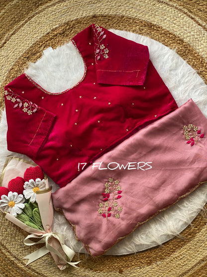 Beautifull Two Tone Rangoli Silk With Flower Hand Work Saree