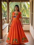 Beautifull Kalamkari Print With Khatli Hand Work Gown