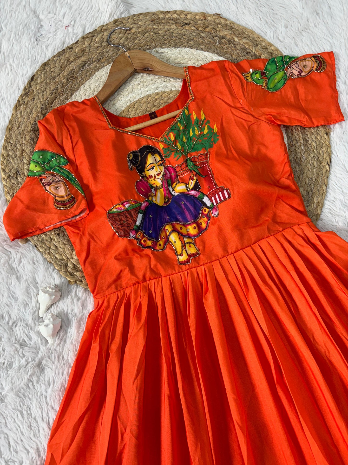 Beautifull Kalamkari Print With Khatli Hand Work Gown
