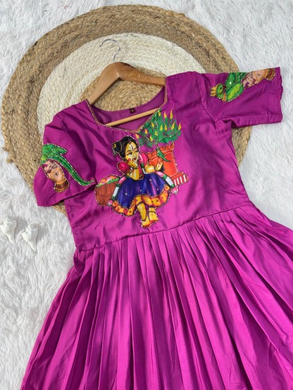 Beautifull Kalamkari Print With Khatli Hand Work Gown