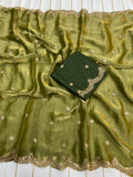 Beautifull Space Silk With Fancy Embrodiery Work Saree