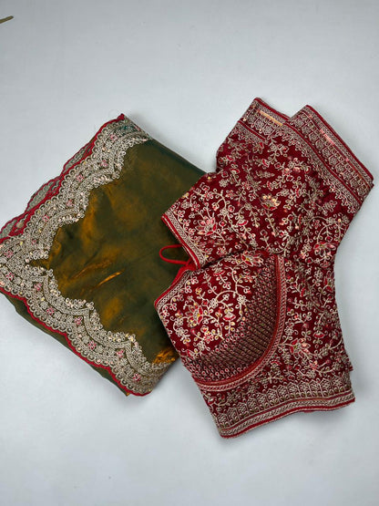 Beautifull Space Silk With Sequience Embroidery Work Saree