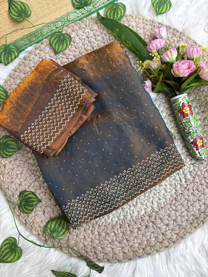Beautifull Fendy Sartin With Hand Jharkhand Work Saree