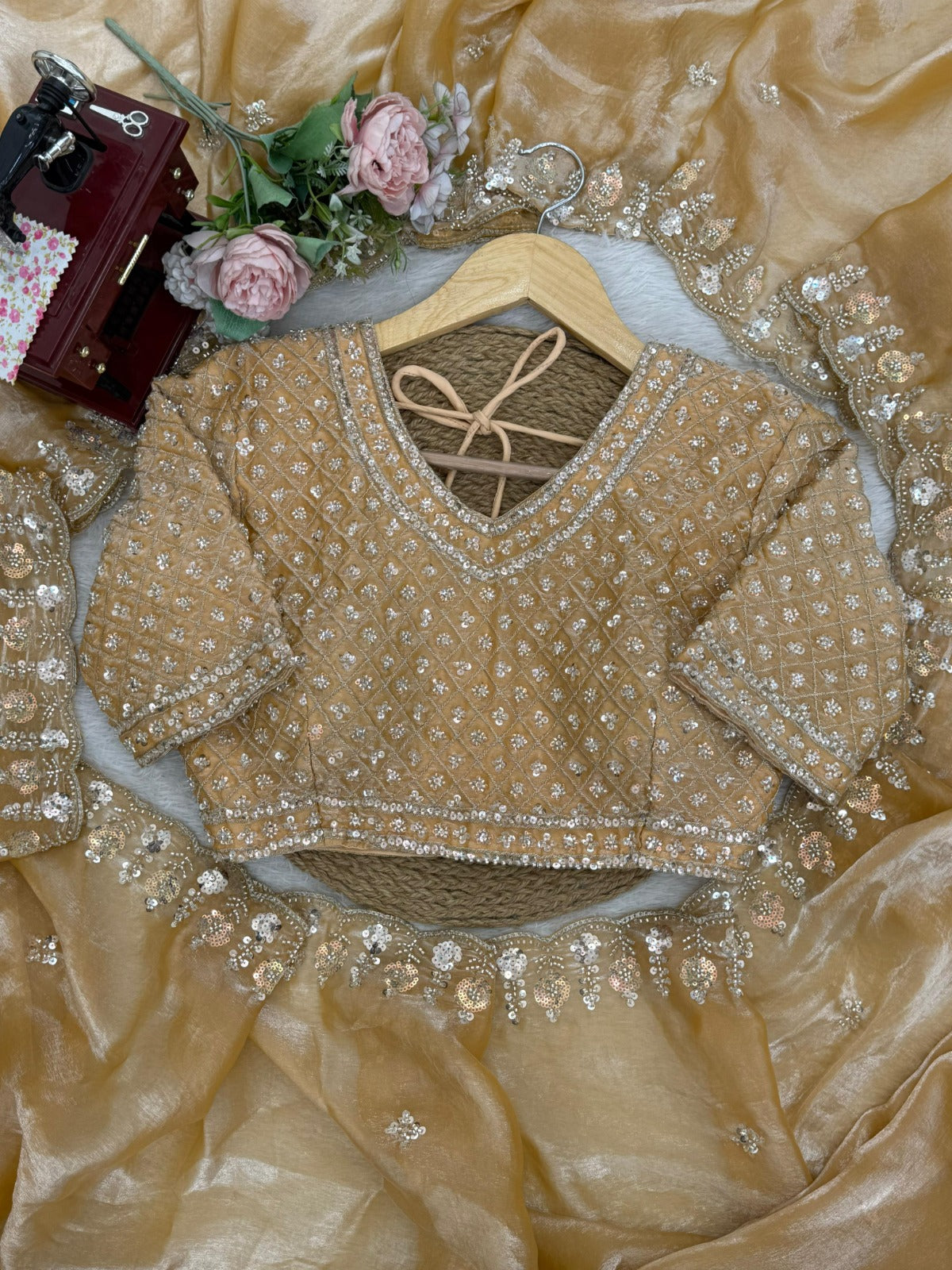 Beautifull Fendy Silk With Thread & Sequience Work Saree