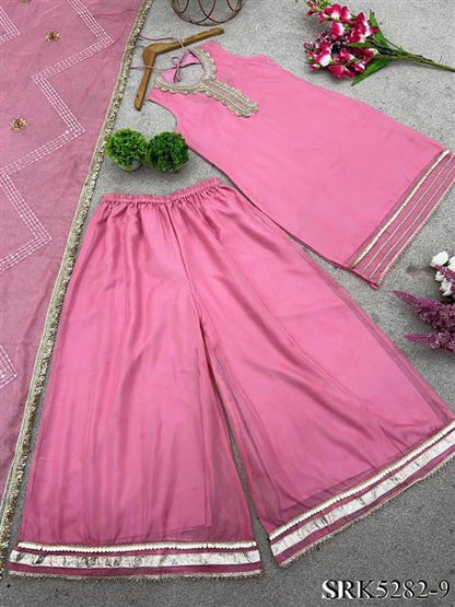 Embroidery Sequence Work With Mirror Work top sharara