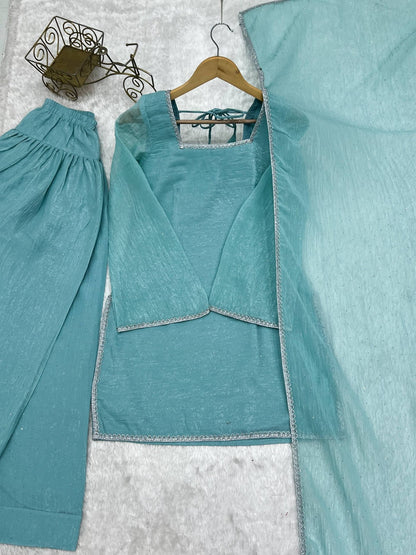 CRUNCHY SILK & SIROSKI WORK,WITH FANCY LACE WORK