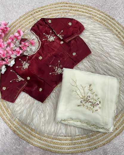 Beautiful Fancy Satin with Khatli Cutdana Hand Work Designer Saree