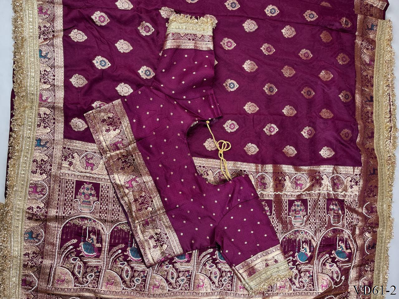 Designer Pure HO Silk With Jacquard Weaving & Cutdana Handwork Saree