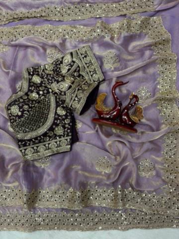 Beautifull Soft Frendy Satin With Sequience Zari Embroidery Work Saree