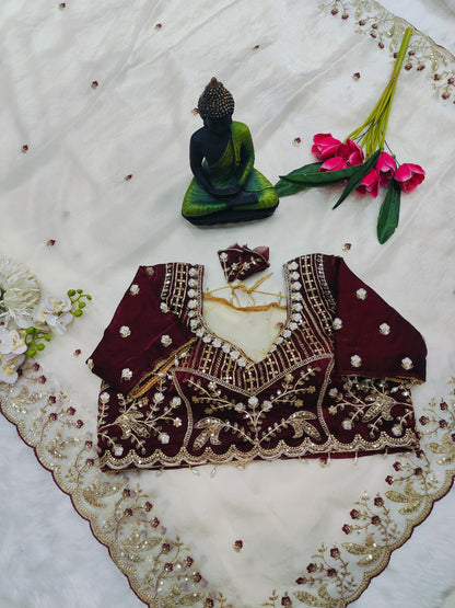 Beautiful Soft Rich Fendy Silk Multi & Sequence with Embroidery Work Saree
