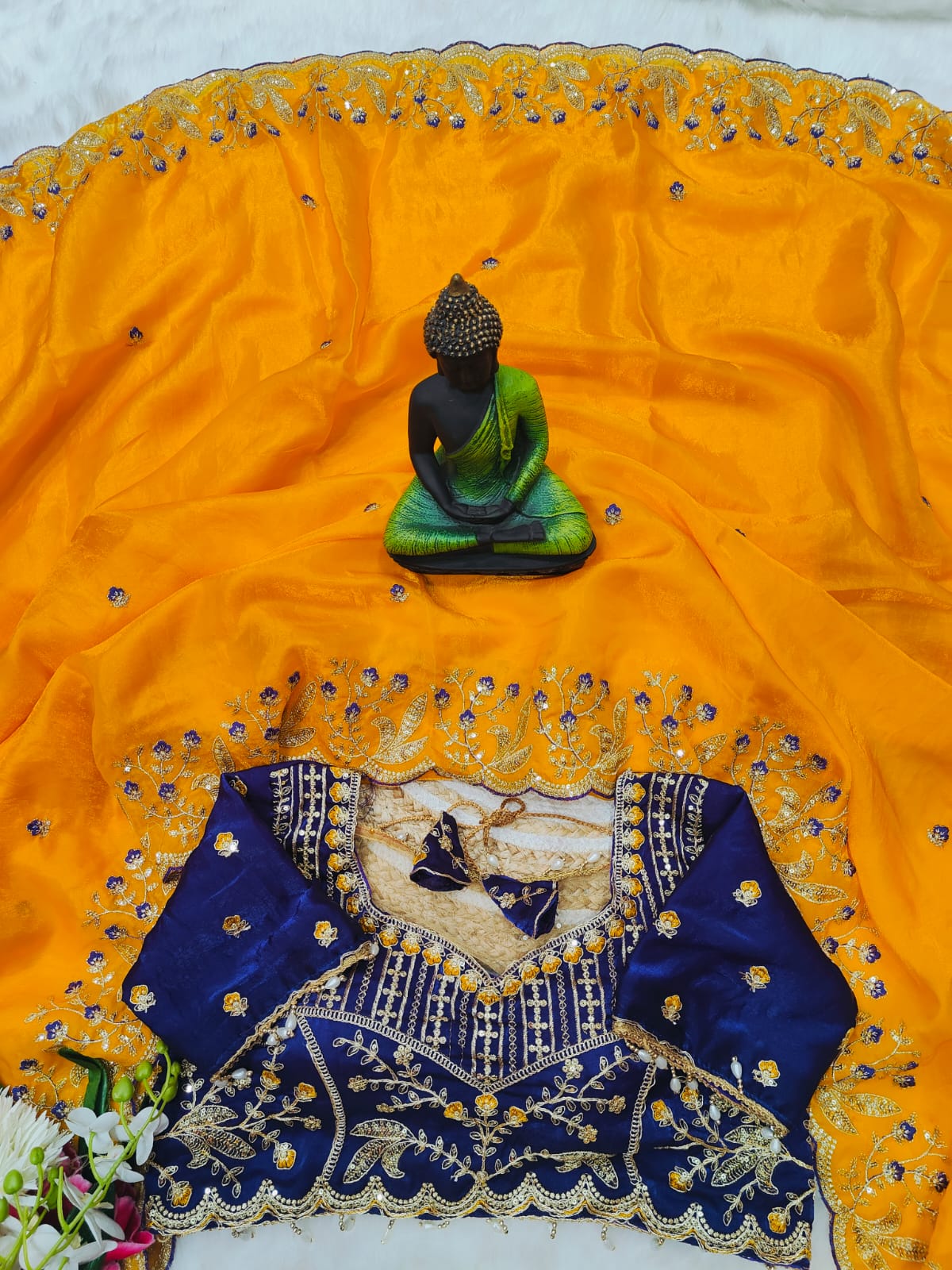 Beautiful Soft Rich Fendy Silk Multi & Sequence with Embroidery Work Saree
