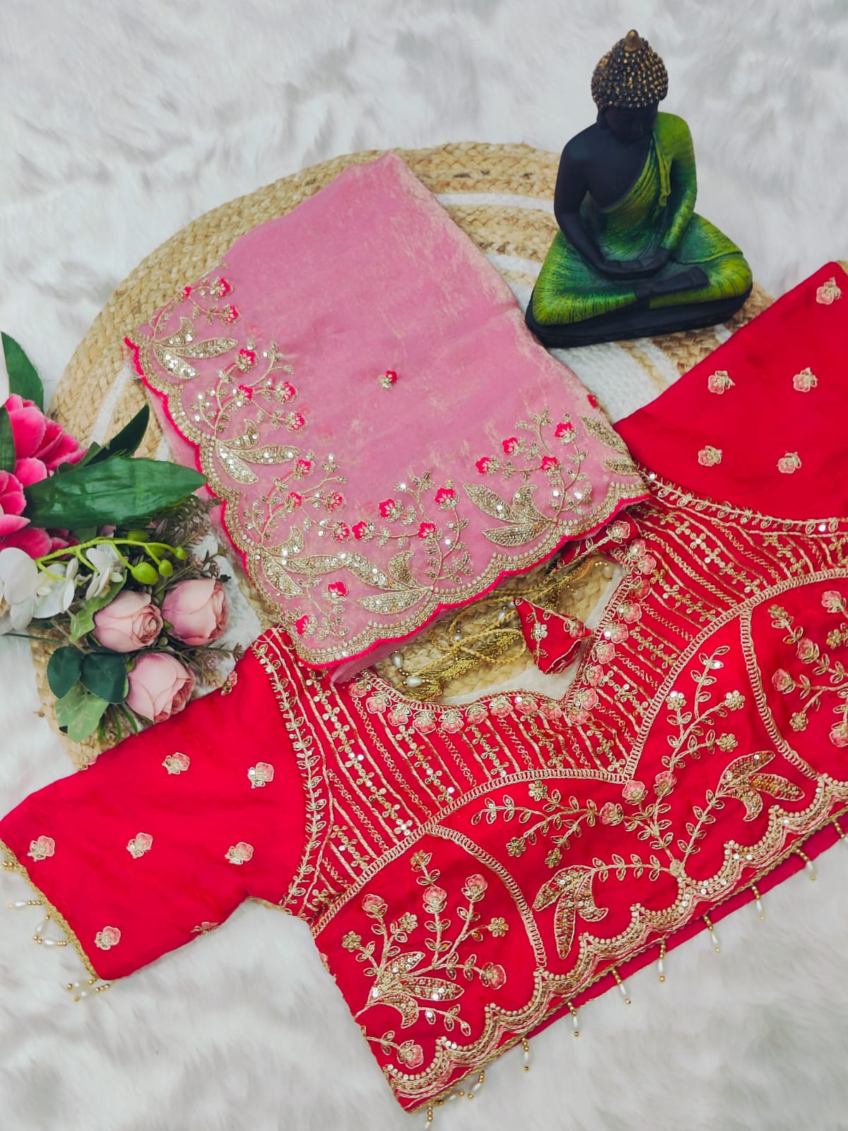 Beautiful Soft Rich Fendy Silk Multi & Sequence with Embroidery Work Saree