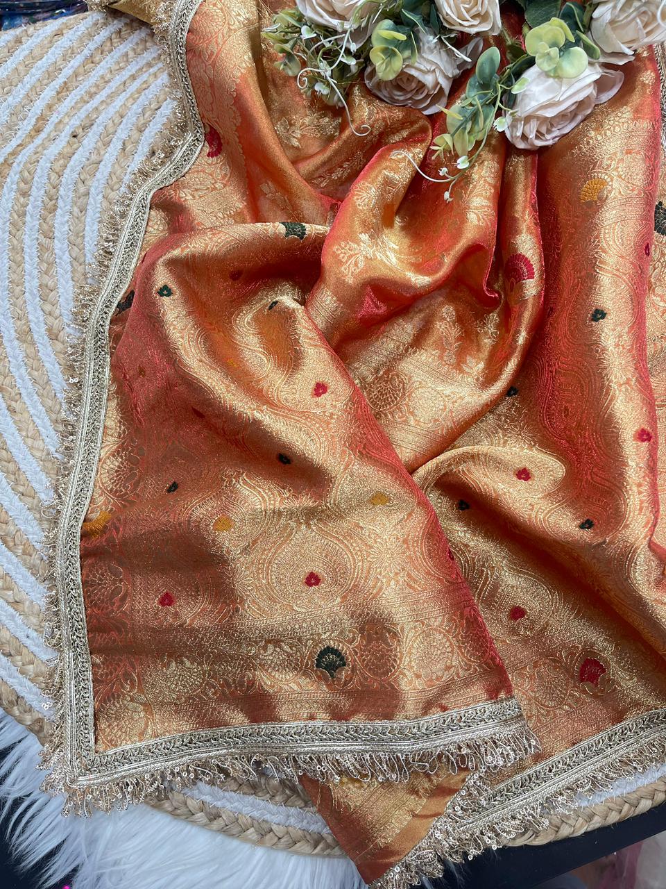 Beautiful Soft Rich Jacquard Minakari Silk & Embroidery Work Saree