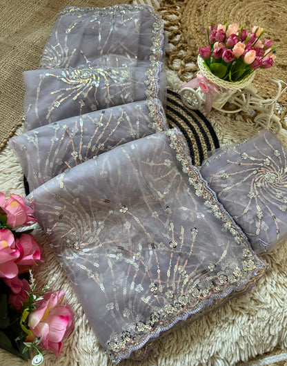 Beautiful Soft Rich Butterfly Net , Multi Sequence & Embroidery Work Saree