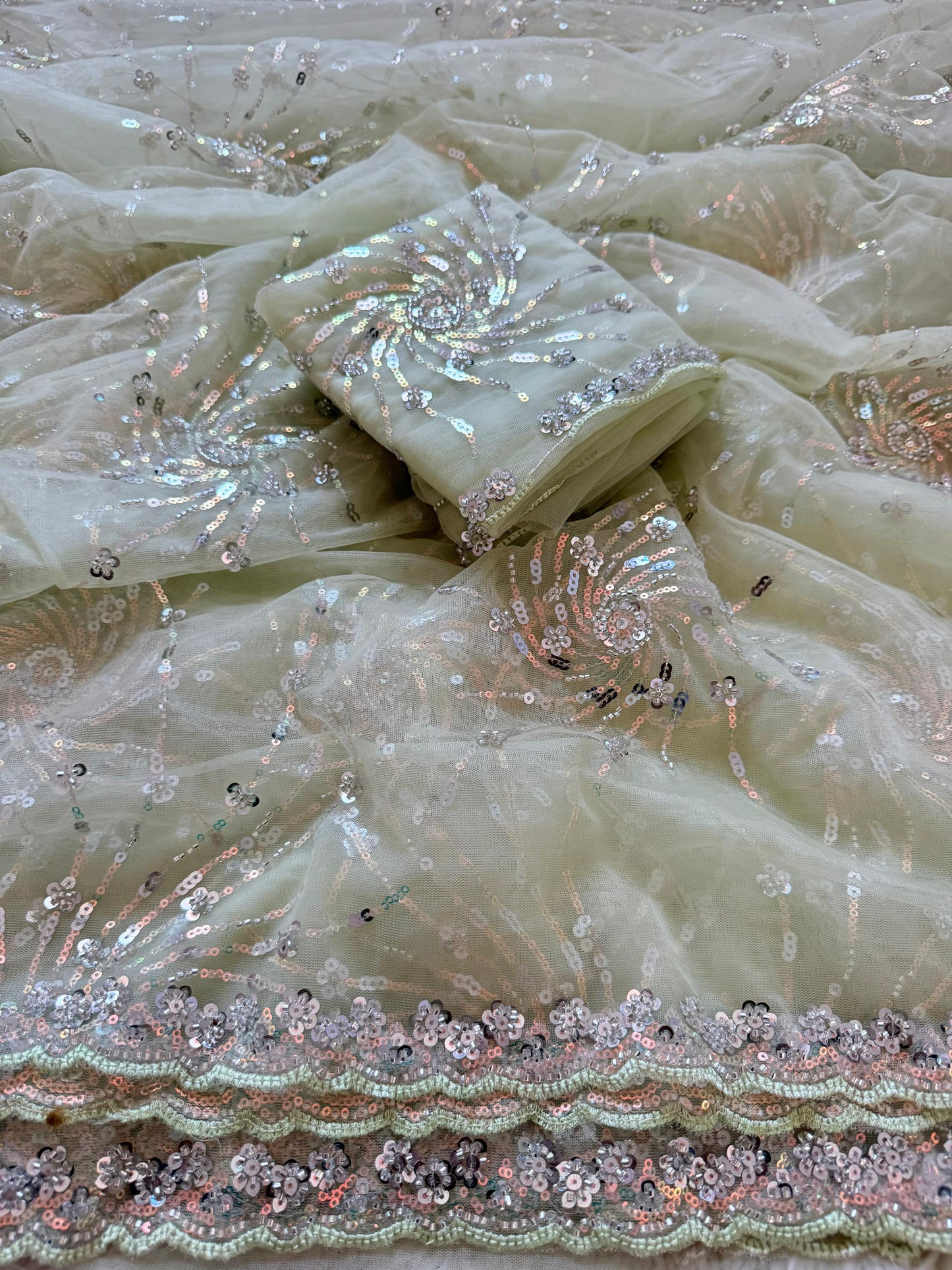 Beautiful Soft Rich Butterfly Net , Multi Sequence & Embroidery Work Saree