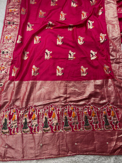 Beautiful Pure Soft HO Silk With Rich Jacquard Weaving Border Saree