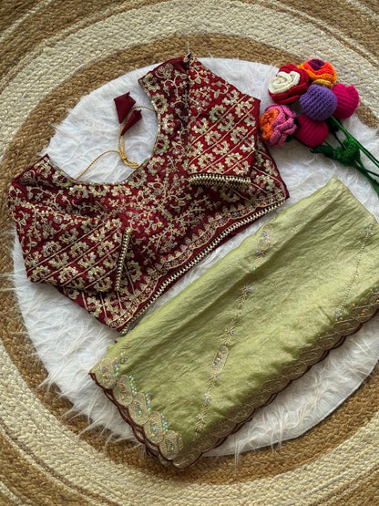 Beautiful Soft Space Silk With Heavy Embroidery Sequence Work Saree