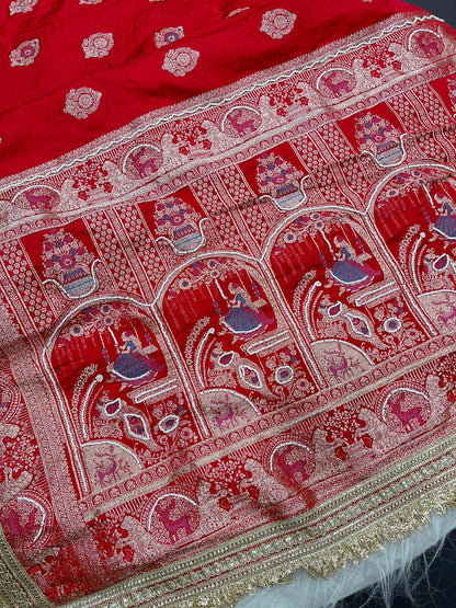Beautiful Pure Soft HO Silk With Rich Jacquard Weaving Work Saree