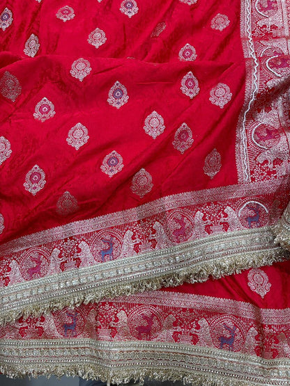 Beautiful Pure Soft HO Silk With Rich Jacquard Weaving Work Saree